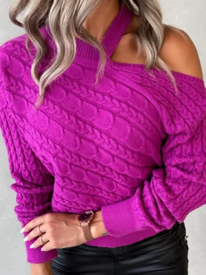 Rose Red Casual Solid Hollowed Out O Neck Tops