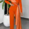 Casual Elegant V Neck Straight Jumpsuit