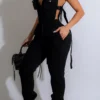 Jumpsuits Pocket Zipper Collar Skinny