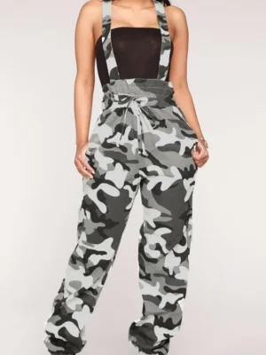 Camouflage Regular High Waist Full Print Bottoms