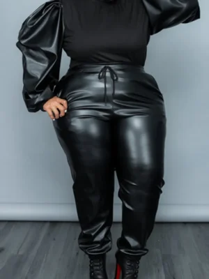 Casual Half A Turtleneck Plus Size Two Pieces