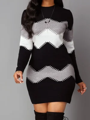 Casual O Neck Pencil Skirt Dress