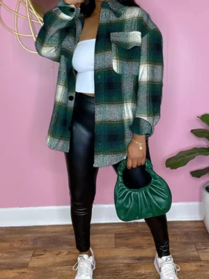 Casual Plaid Buckle Tops