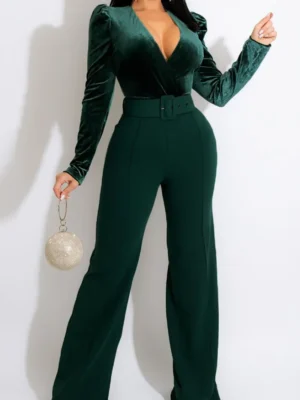 Sexy V Neck Straight Jumpsuit