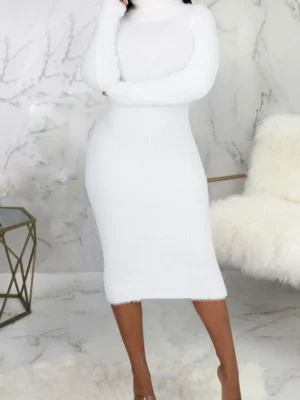 Casual Turtleneck One Step Skirt Dress