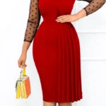 Casual Fold O Neck Straight Dress