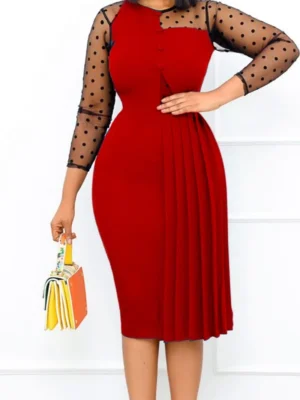 Casual Fold O Neck Straight Dress