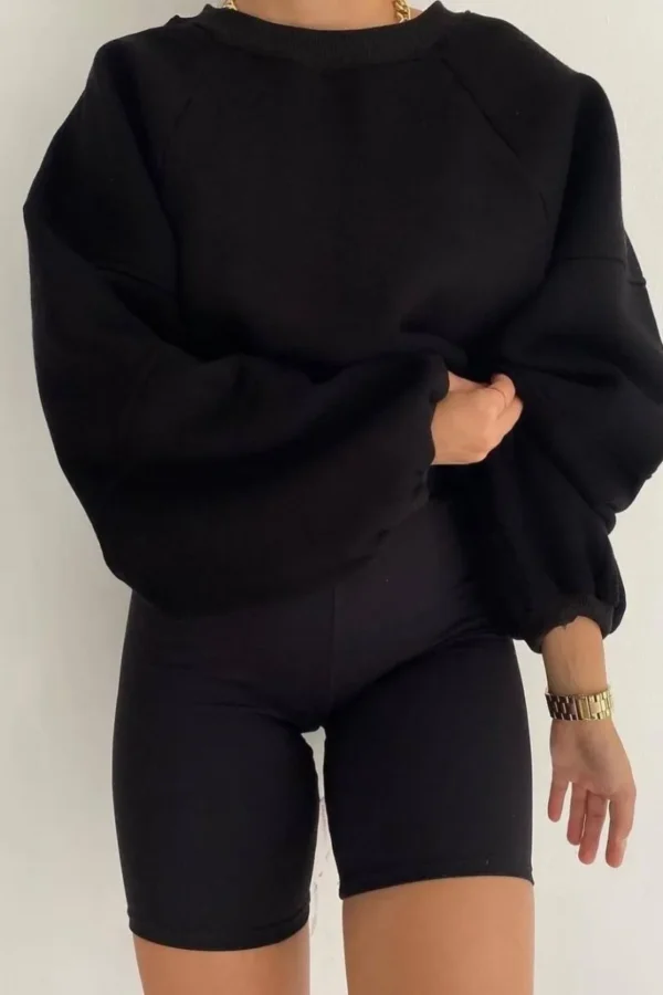 Casual Solid Basic O Neck Sweatshirt