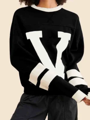 Casual Letters Contrast O Neck Tops