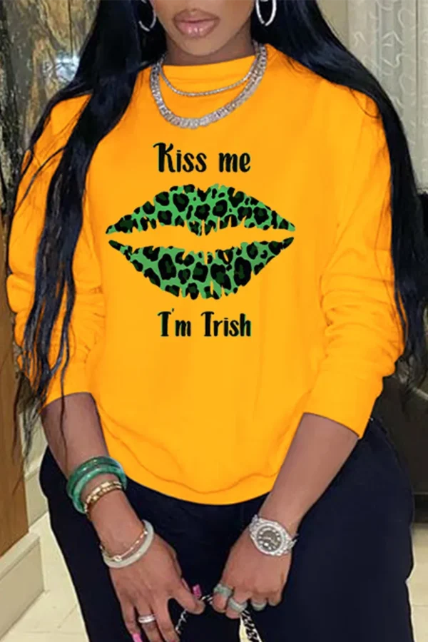 Street Lips Printed O Neck Tops