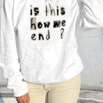 White Daily Print Hooded Collar Tops