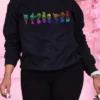 Black Casual Print O Neck Tops