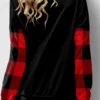 Casual Print Hooded Collar Tops