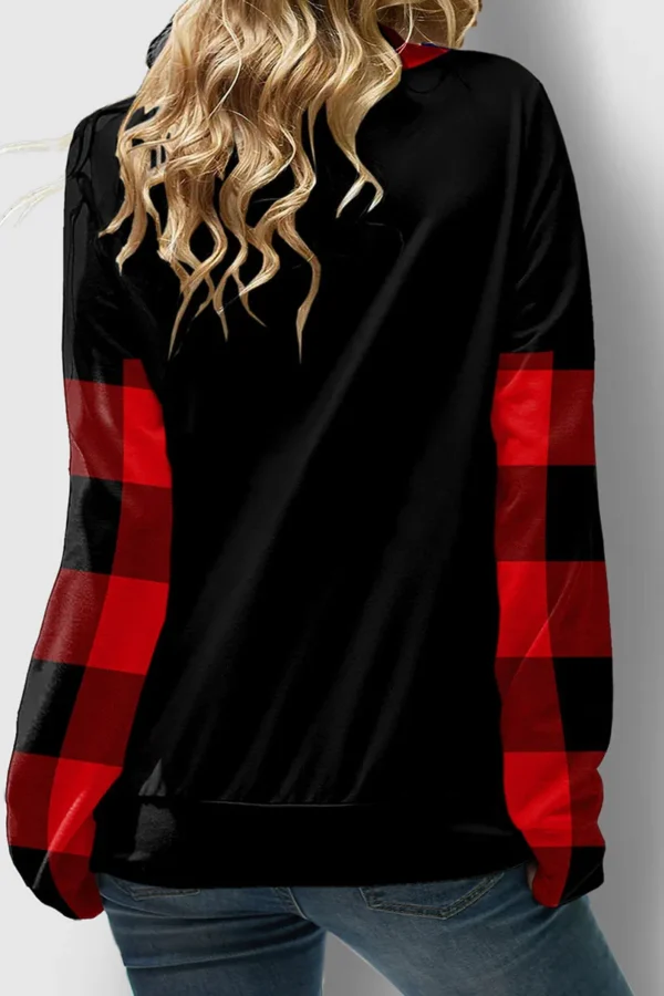 Casual Print Hooded Collar Tops