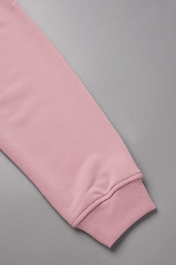 Pink Cute Print Hooded Collar Tops