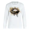 White Street Lips Printed O Neck Tops