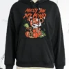 Black Casual Street Print Hooded Collar Sweatshirts