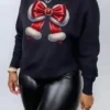 Casual Bow Print O Neck Long Sleeve Fall Winter Sweatshirt