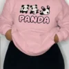 Pink Cute Print Hooded Collar Tops