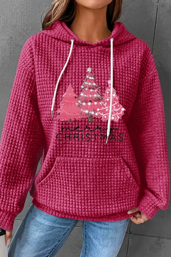 Casual Christmas Tree Hooded Collar Long Sleeve Fall Sweatshirt
