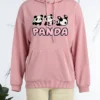 Pink Cute Print Hooded Collar Tops
