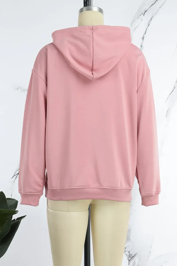 Pink Cute Print Hooded Collar Tops