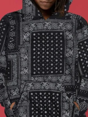 Black Work Daily Print Hooded Collar Outerwear