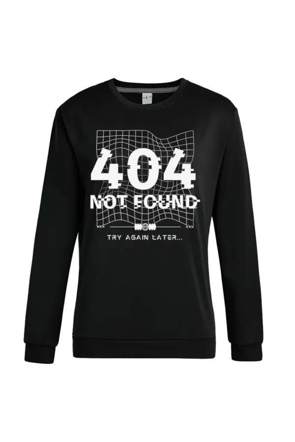 Black Casual Print Letter O Neck Tops