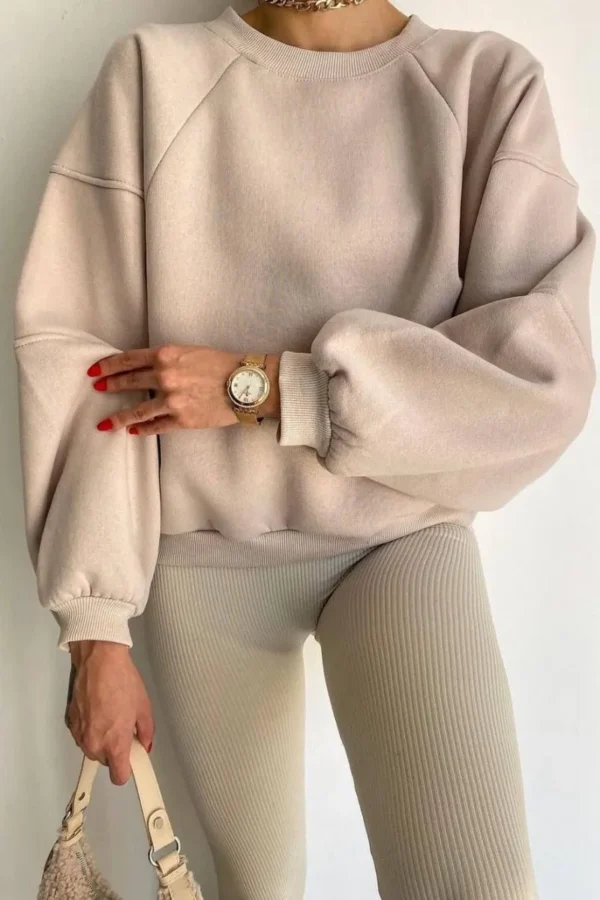 Casual Solid Basic O Neck Sweatshirt