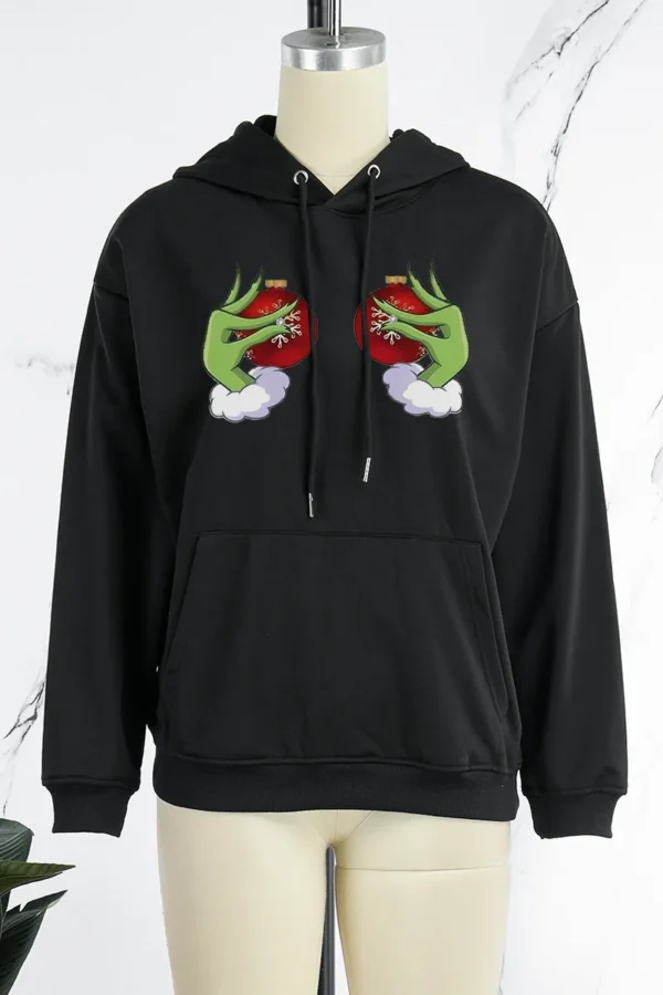 Casual Print Hooded Collar Tops