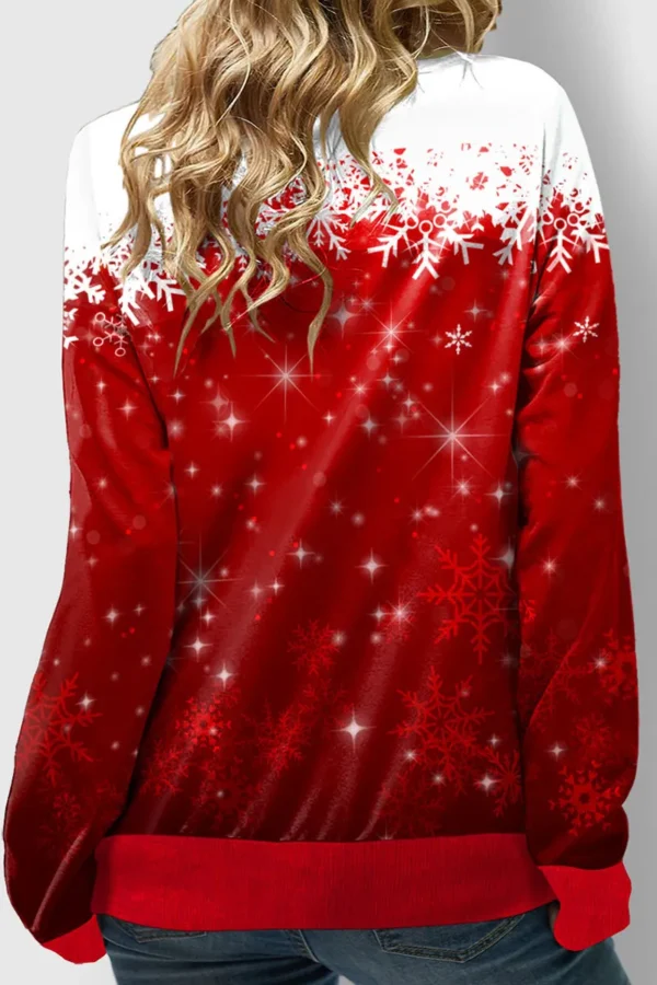 Casual Print Hooded Collar Tops