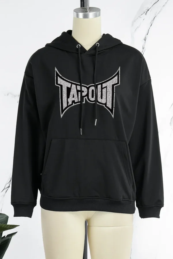 Black Casual Daily Hooded Collar Tops