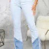 Baby Blue Casual Mid Waist Boot Cut Flare Leg Denim Jeans