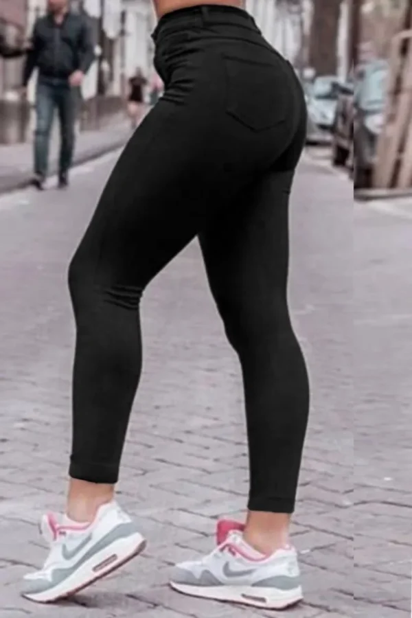 Black Casual High Waist Skinny Denim Jeans