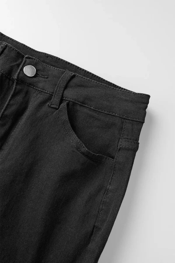 Black Casual High Waist Skinny Ripped Denim Jeans