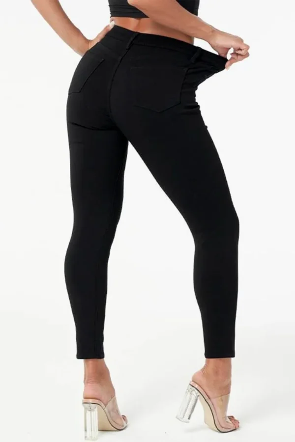 Black Casual High Waist Skinny Denim Jeans