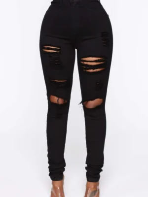 Casual Ripped High Waist Skinny Denim Jeans