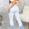 Baby Blue Casual Mid Waist Boot Cut Flare Leg Denim Jeans