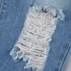 Baby Blue Zipper High Waist Straight Ripped Denim Jeans