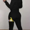 Black Casual Hooded Collar Long Sleeve Two Piece