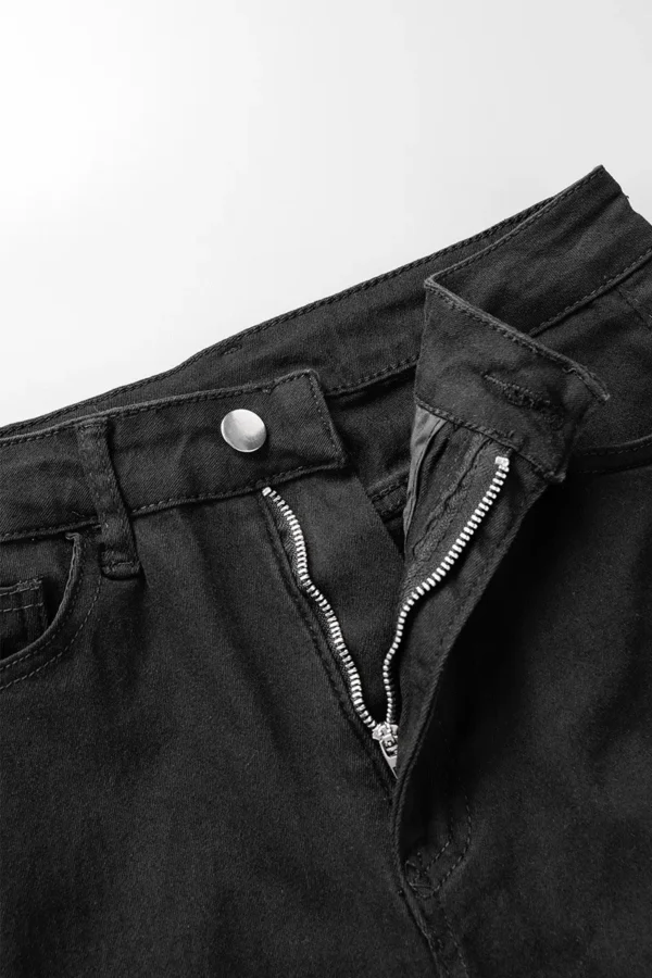 Black Casual High Waist Skinny Ripped Denim Jeans