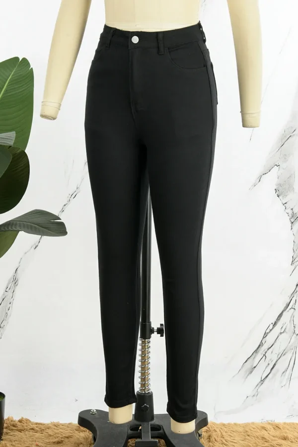 Black Casual High Waist Skinny Denim Jeans
