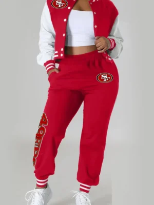 Casual Long Sleeve Varsity Jackets And Sweatpants Jogger Set