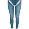 Fashion Casual Hollowed Out Lace Up High Waist Regular Denim Jeans