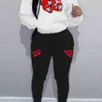 Casual Graphics Hooded Collar And Pants Jogger Set