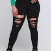 Black Casual High Waist Skinny Ripped Denim Jeans