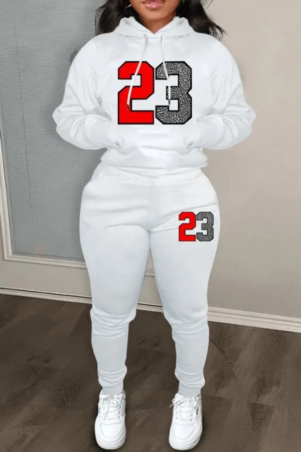 Casual Basic Hooded Collar Two Pieces Tracksuits Set