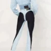 Baby Blue Casual Contrast High Waist Skinny Denim Jeans