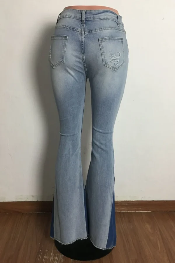 Fashion Casual Mid Waist Regular Ripped Denim Jeans