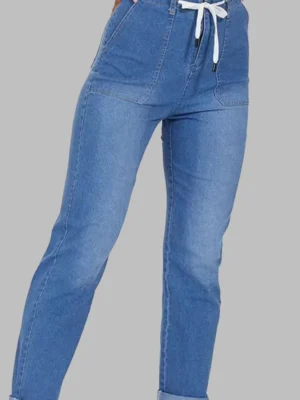 Casual Mid Waist Straight Denim Jeans